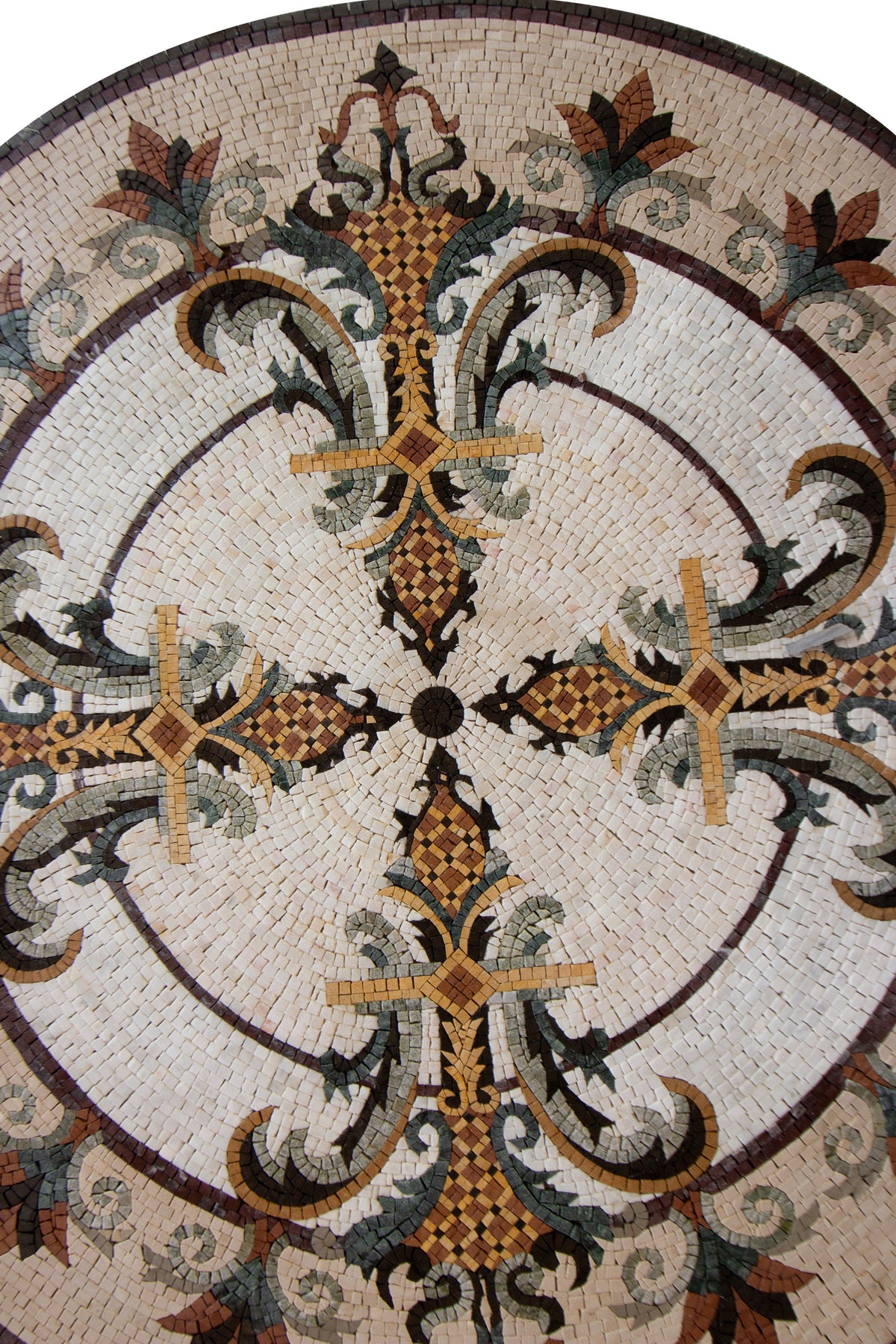 Floral Elegance - Handcrafted Round Mosaic Medallion Art Tile - Customization available