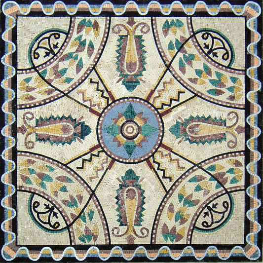 48" Geometric Marble Mosaic Tile: Inlay Art for Home Interior