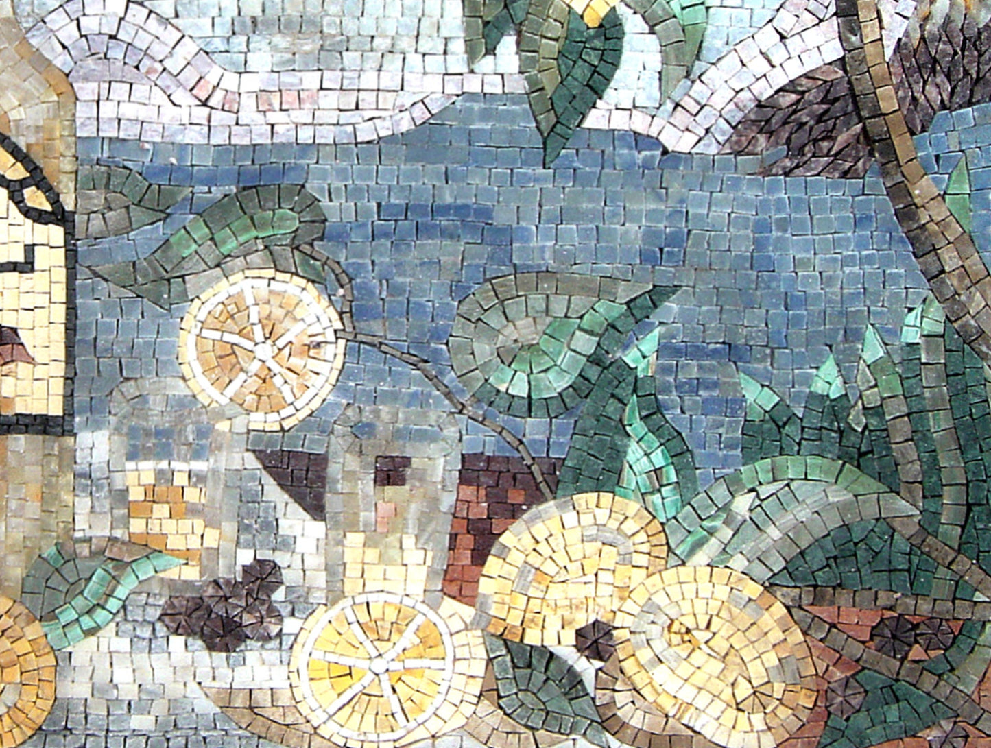 Handmade Marble Mosaic Kitchen Wall Art: Lemon Still Life (32” x 24”)
