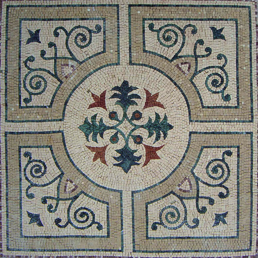 48" Geometric Marble Mosaic Tile: Inlay Art Flooring & Decor