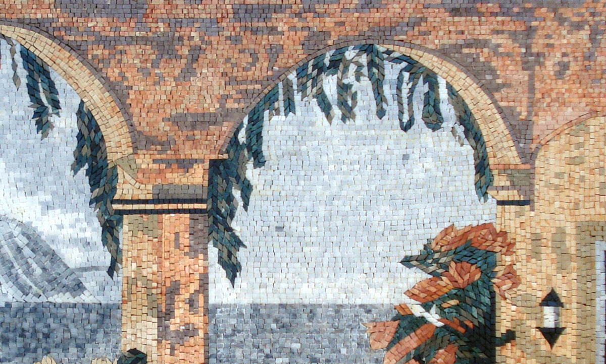 Handmade Beach View Marble Mosaic Tile Art (60” x 36”)