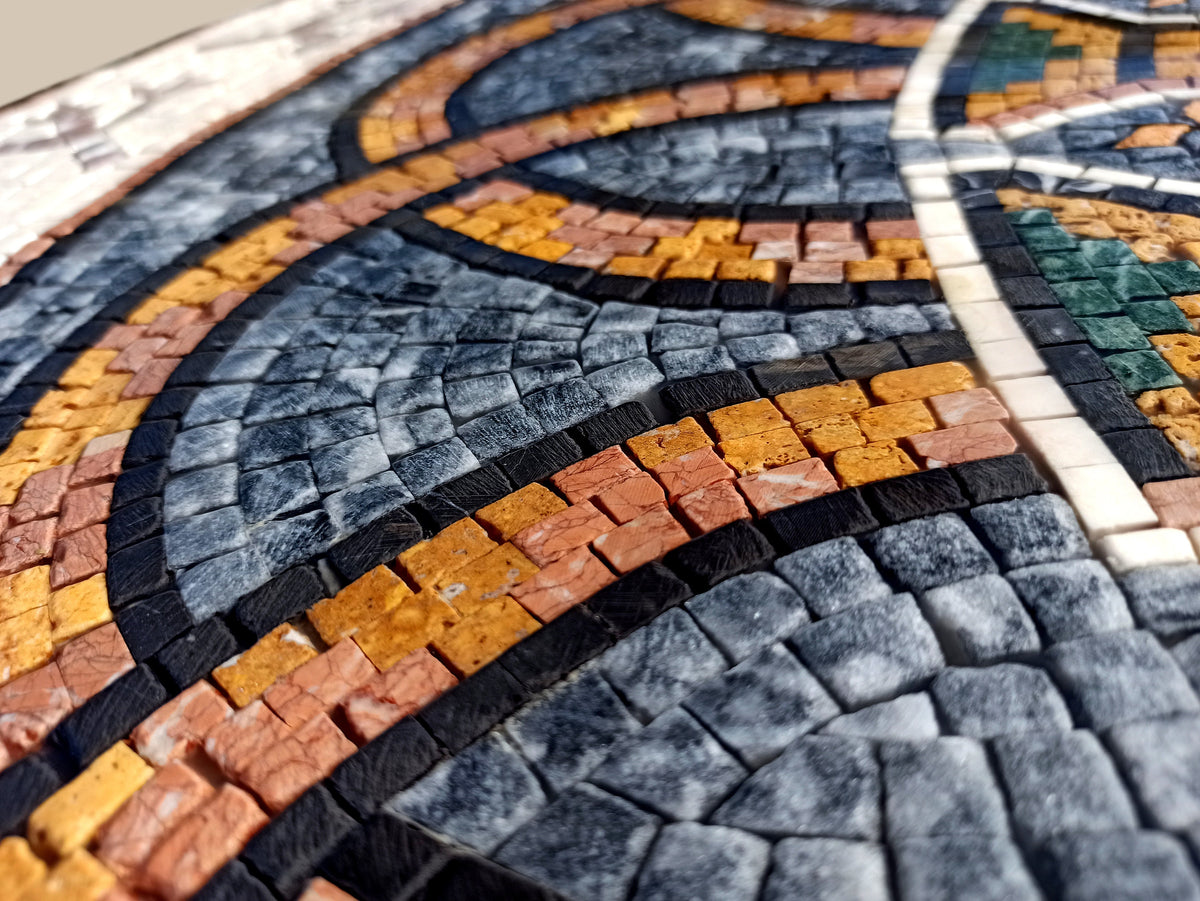 Floral Harmony - Handmade Medallion Marble Mosaic - Stone Décor Art Tile - Customization available