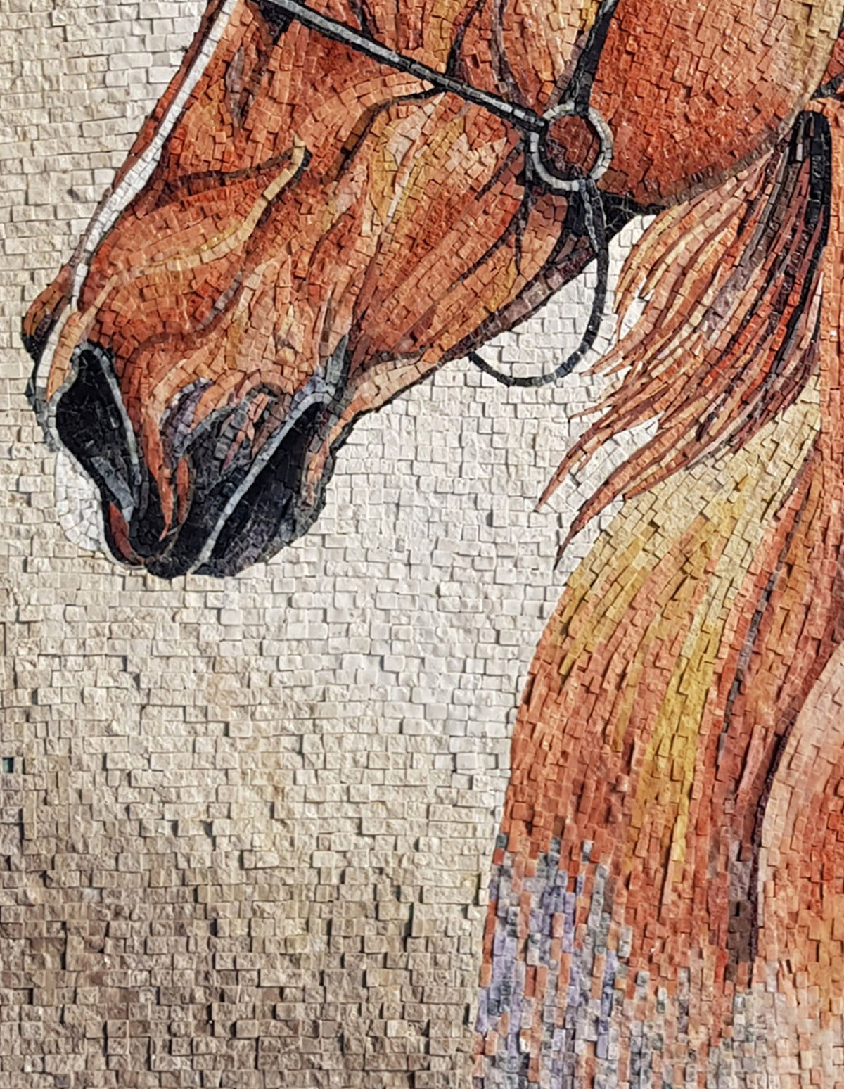 Handmade Horse Mosaic Tile Art: Living Room Wall Decor (40” x 32”)
