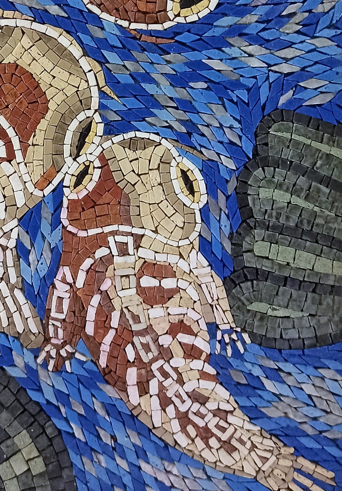 Koi Fish Mosaic Tile Art: Handmade Stone Wall Decor (32x20)