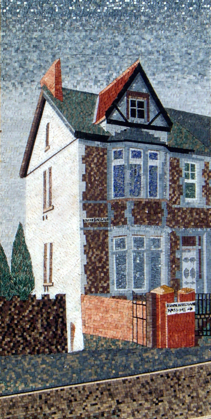 Handmade European House Mosaic Tile Art: Marble & Stone Wall Decor (56” x 28”)
