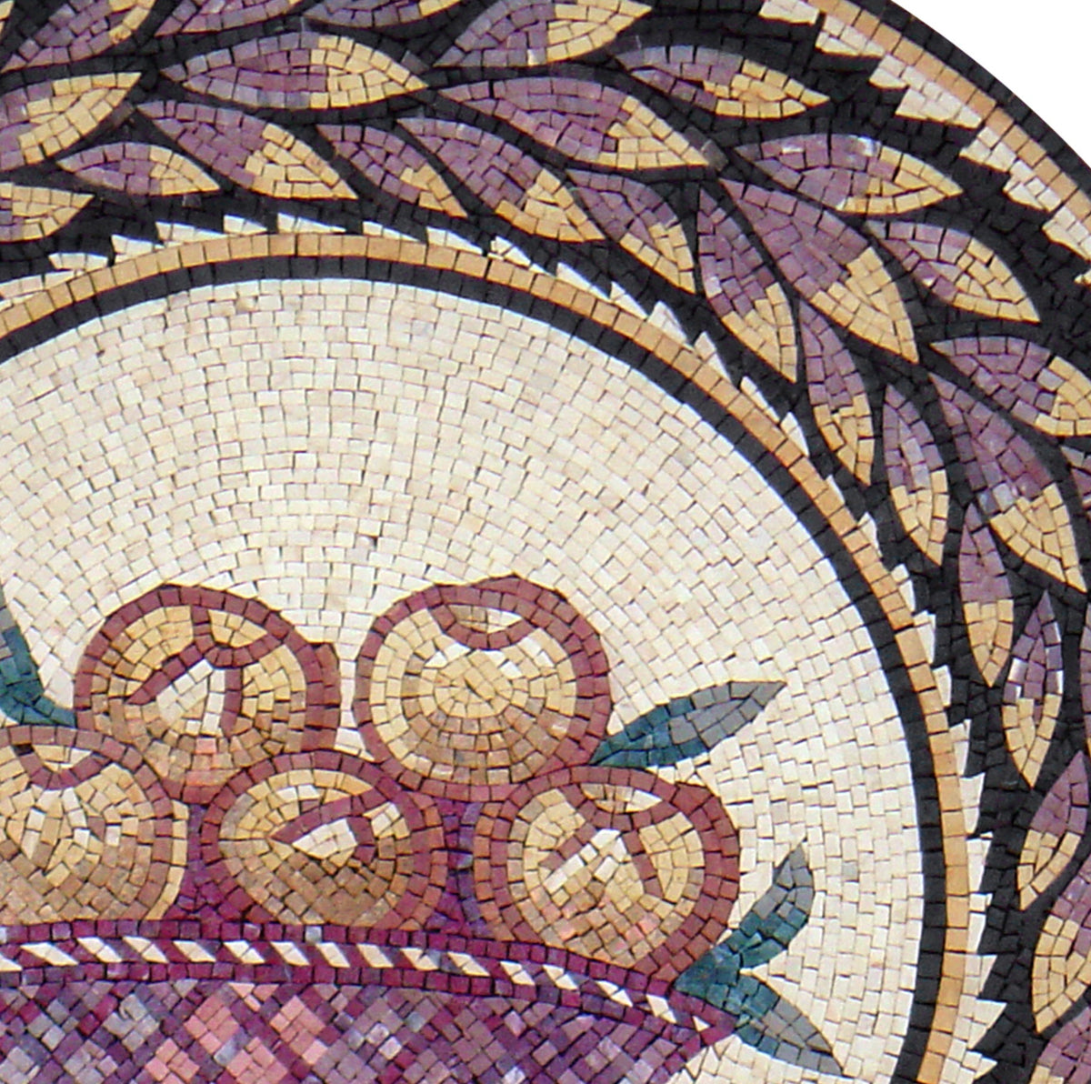 40" Handmade Fruit Basket Medallion Marble Mosaic Pattern Art Tile Stone Décor - Customization available