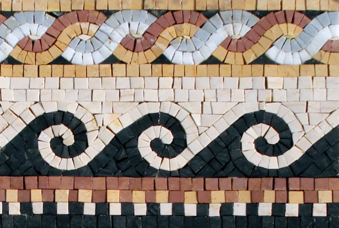 8″ Multi‑Pattern Greek‑Key Border Mosaic – Handmade Marble Tile Trim, Customization available