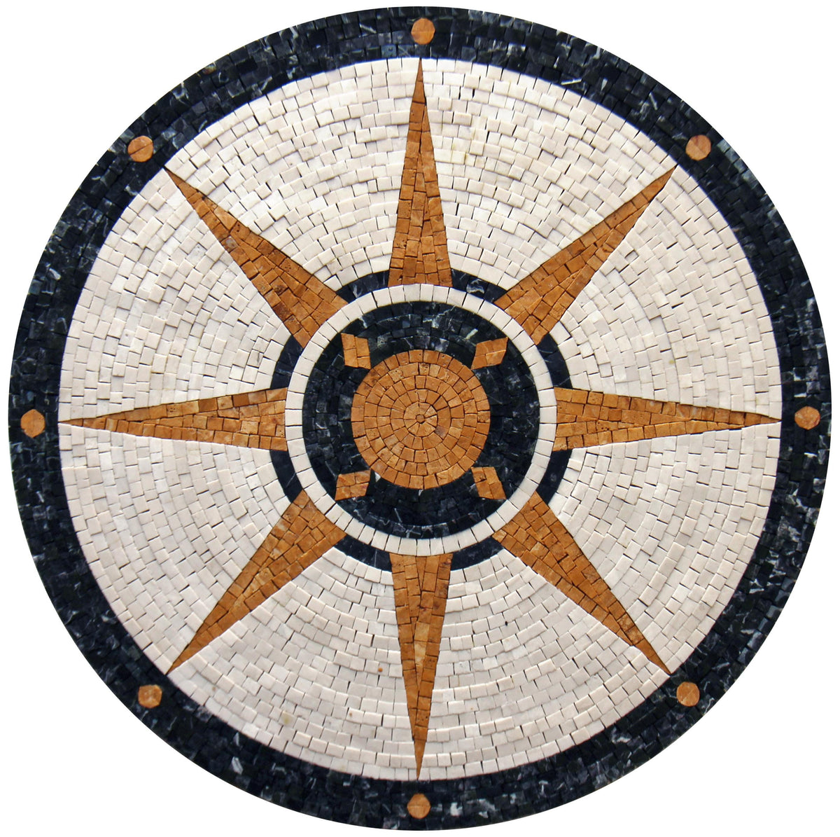 Floral Marble Mosaic Tile: Geometrical Square Pattern, Indoor/Outdoor
