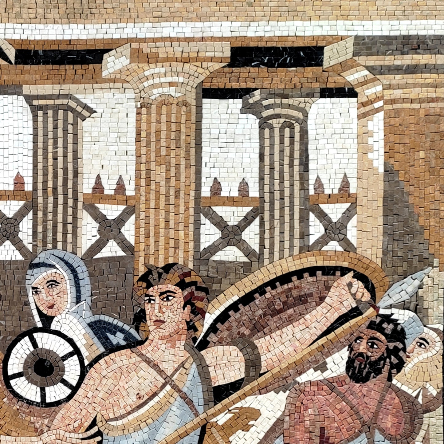 Handmade Roman Emperor Mosaic Tile Mural: Ancient Art Reproduction