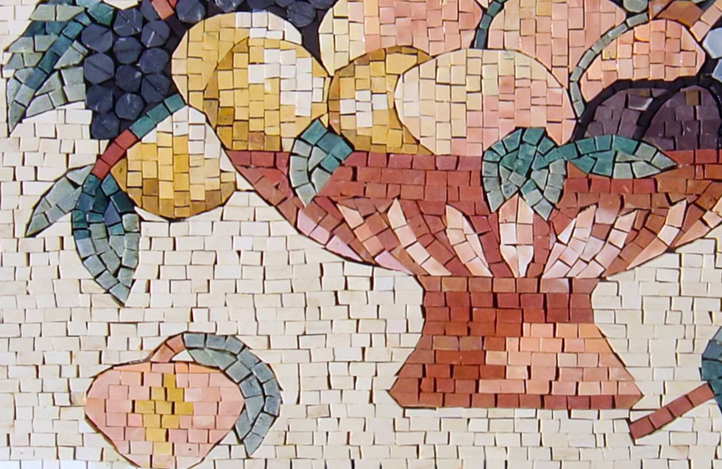 Handmade Fruit Basket Marble Mosaic Tile Backsplash (30” x 20”)