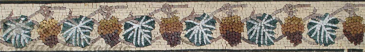Grapes Mosaic Border Tile: Botanical Art, Interior Decor (6"x40")