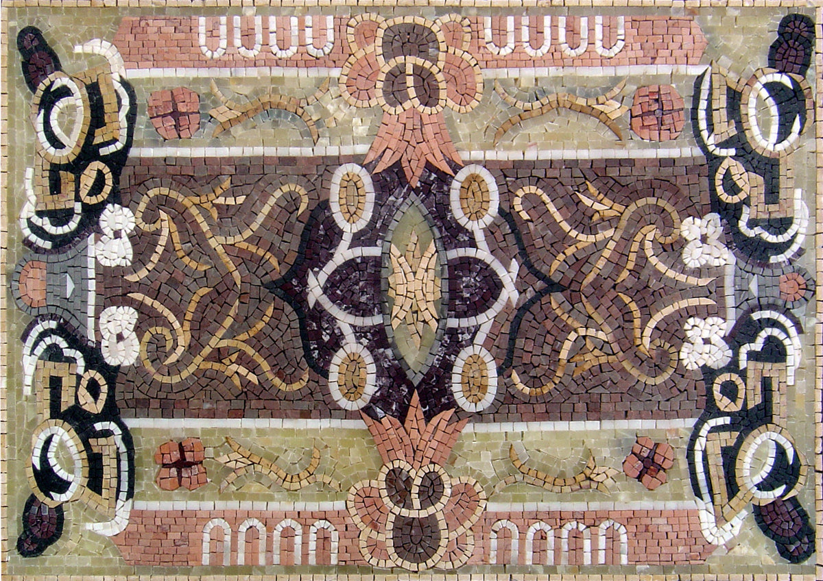 Handmade Floral Marble Mosaic Rug: Home Decor Art (44” x 32")