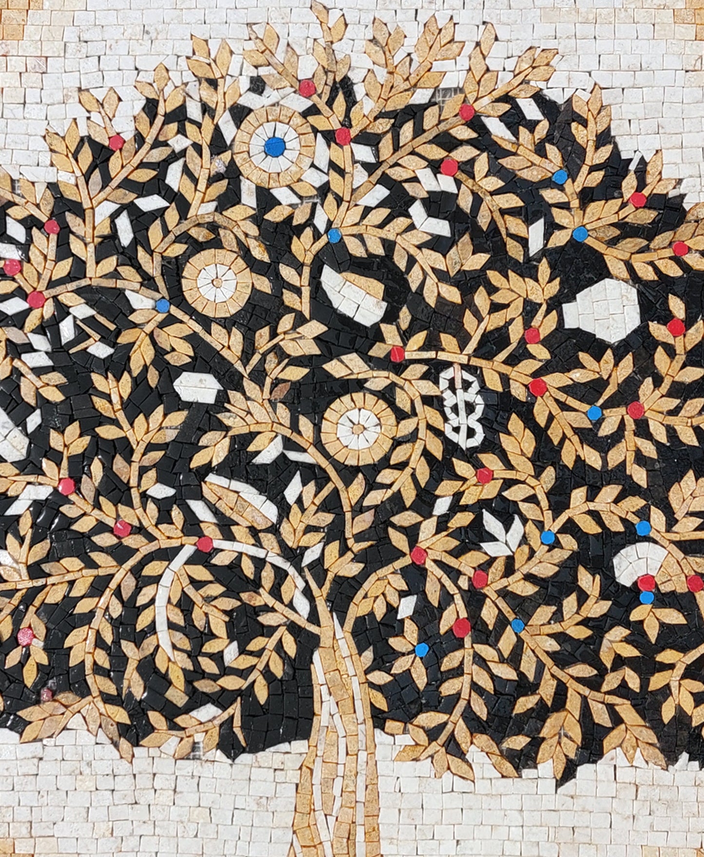 Olive Tree Backsplash Marble Mosaic Tiles. Customization. Handcrafted Roman Mosaics