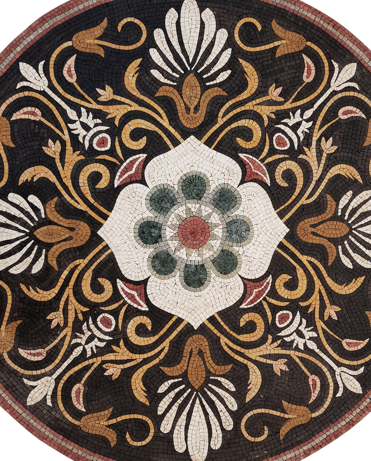 Timeless Beauty - 40-Inch Handmade Pattern Mosaic Medallion - Natural Marble Tile Décor