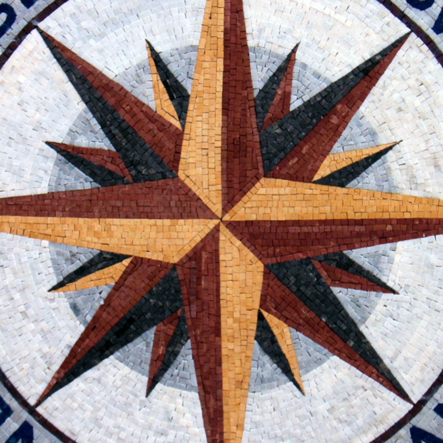 32" Semper Fi Elegance -  Handmade Marines Rose Compass Round Marble Mosaic Art Tile - Customization available