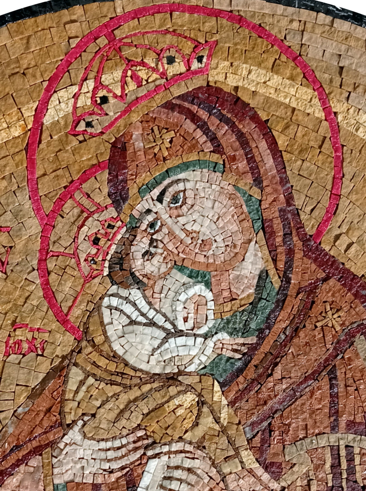Handmade Jesus and Virgin Mary Mosaic Art: Religious Tile Mural (36” x 30”)
