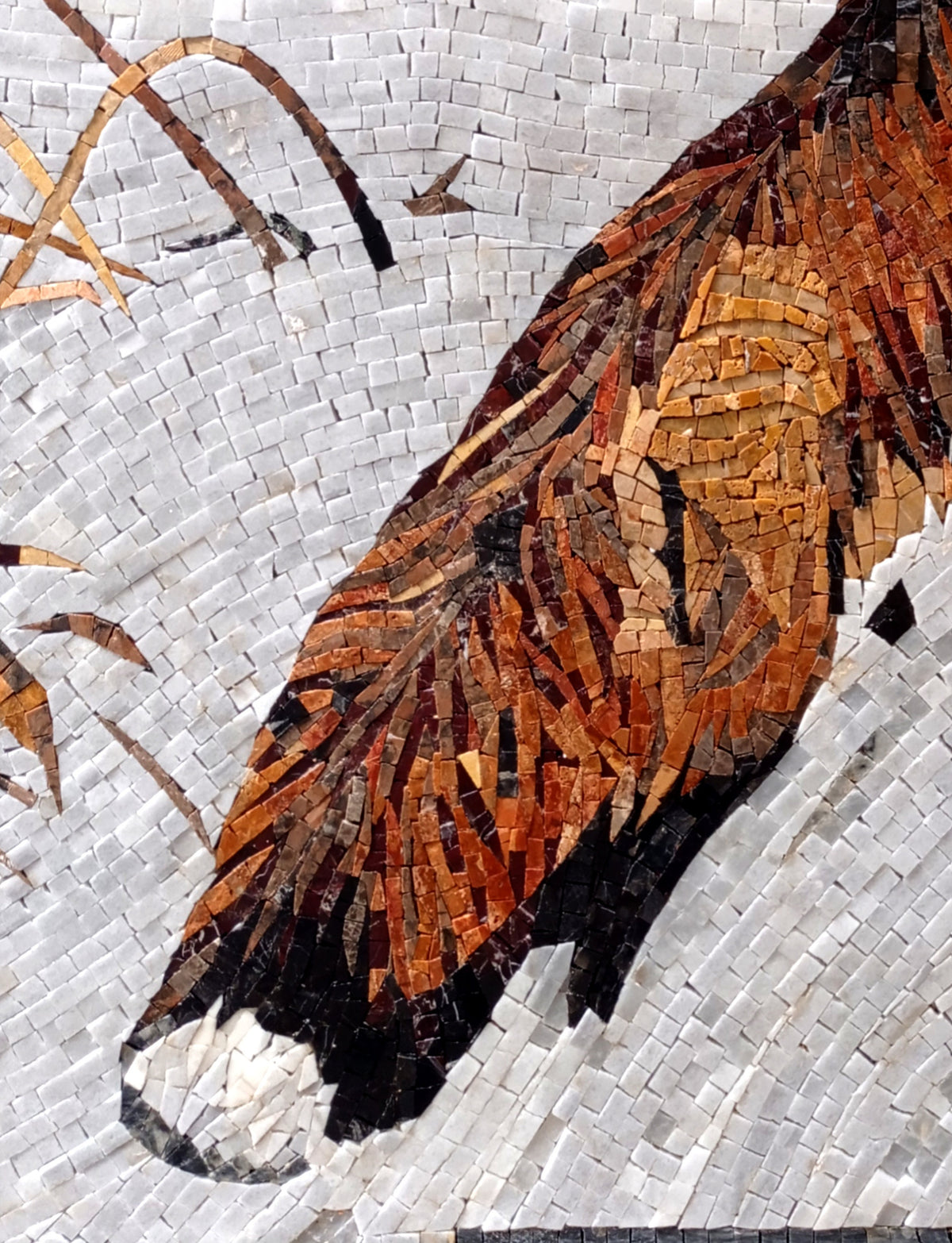 Handmade Fox Mosaic Tile Art: Snowy Wildlife Decor (40x32")