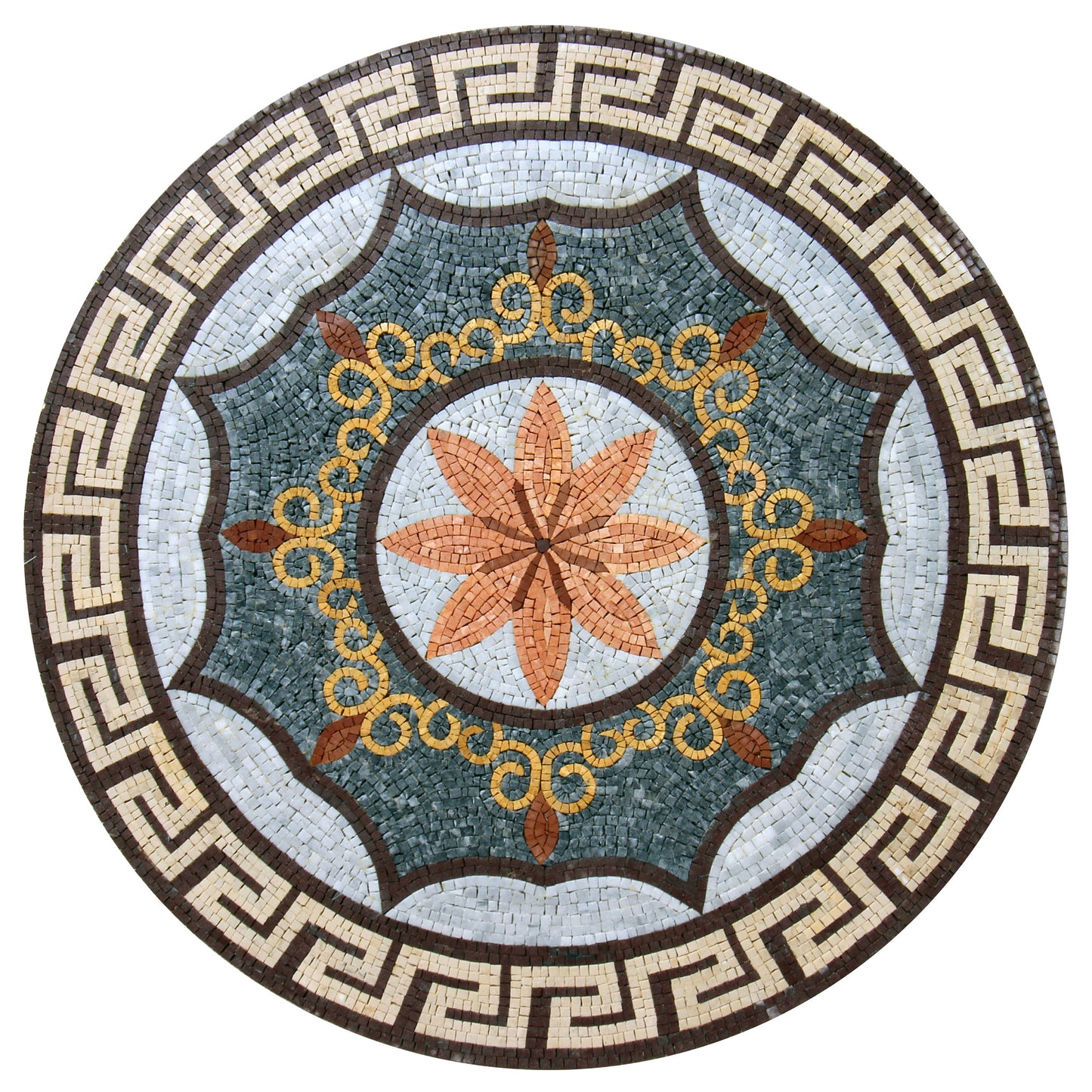 Eclectic and Multicolored Mixed Pattern Mosaic Medallion
