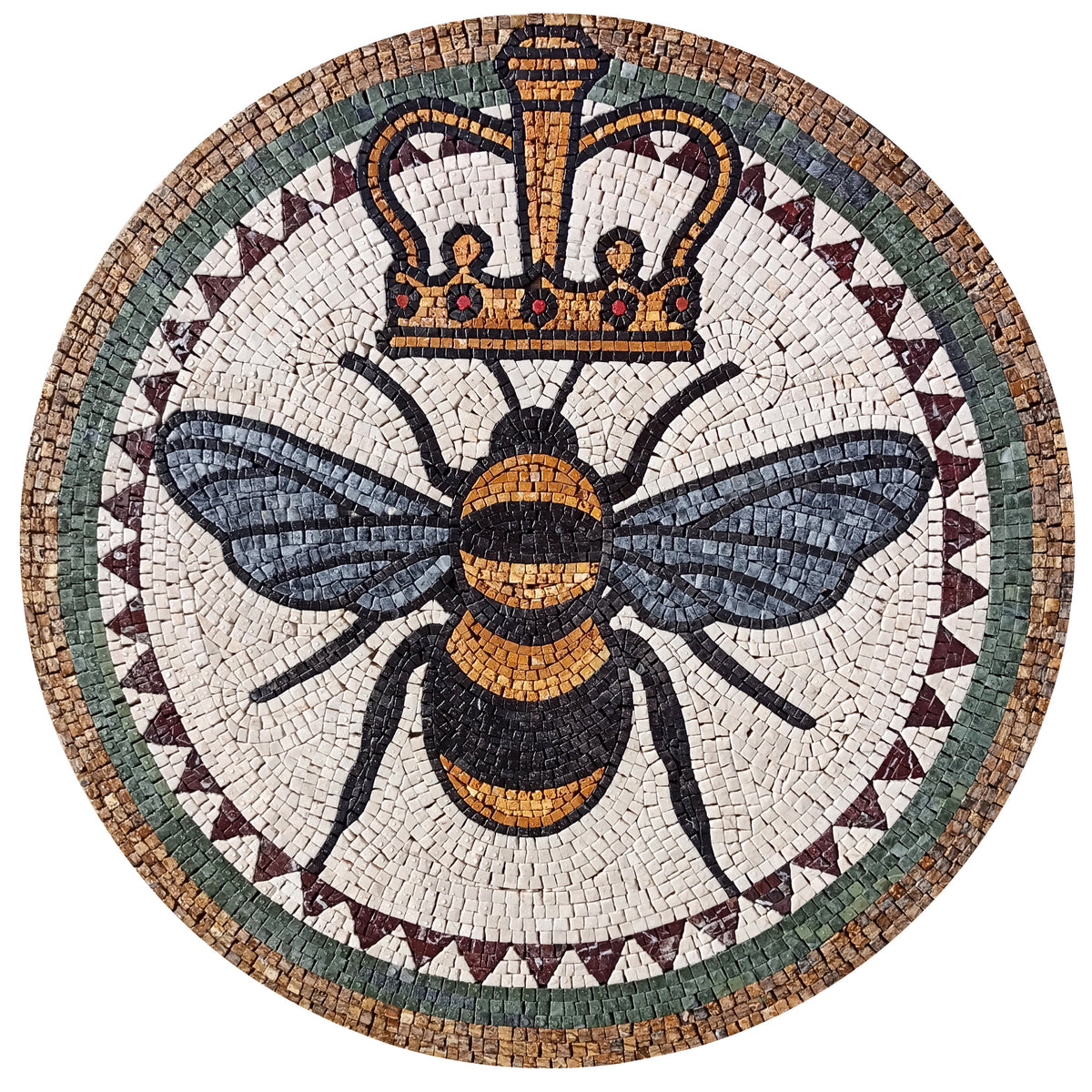 Regal Elegance  -32" Handmade Queen Bee Marble Mosaic Medallion Art Tile - Customization available