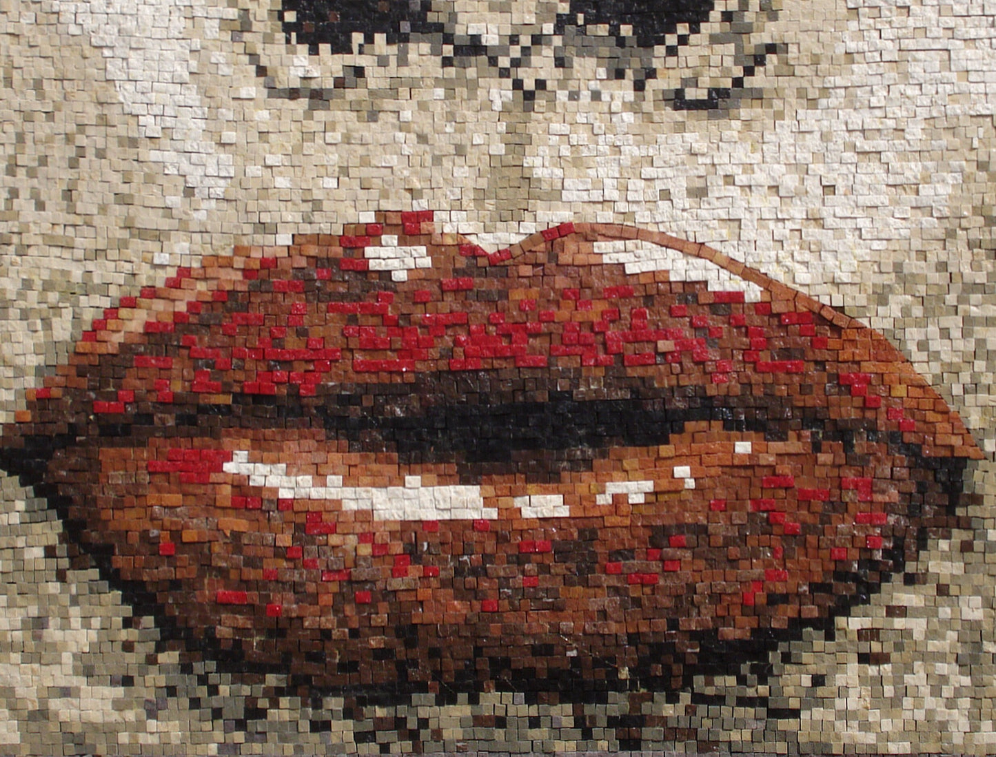 AB001 Lips Closeup Handmade Marble Mosaic Art