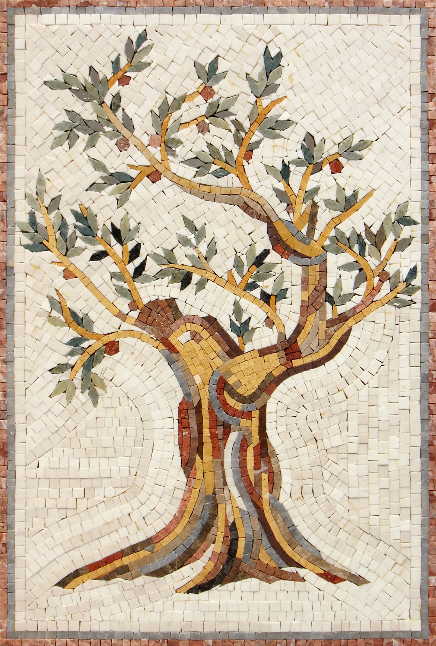 OLIVE TREE MOSAIC - Backsplash Marble Mosaic Tiles. Customization. Handcrafted Roman Mosaics