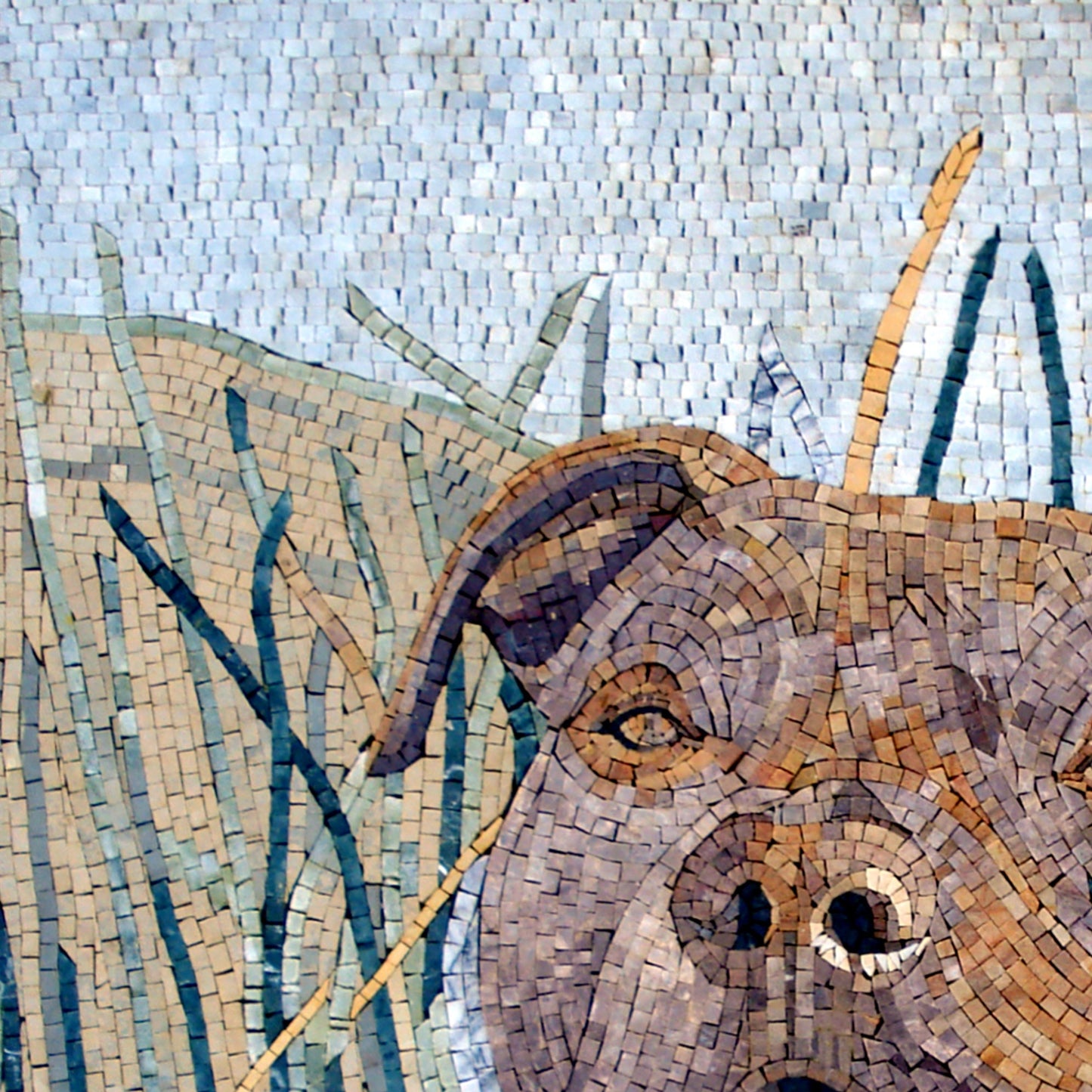 Handmade Bulldog Mosaic Tile Art: Marble Stone Pet Portrait