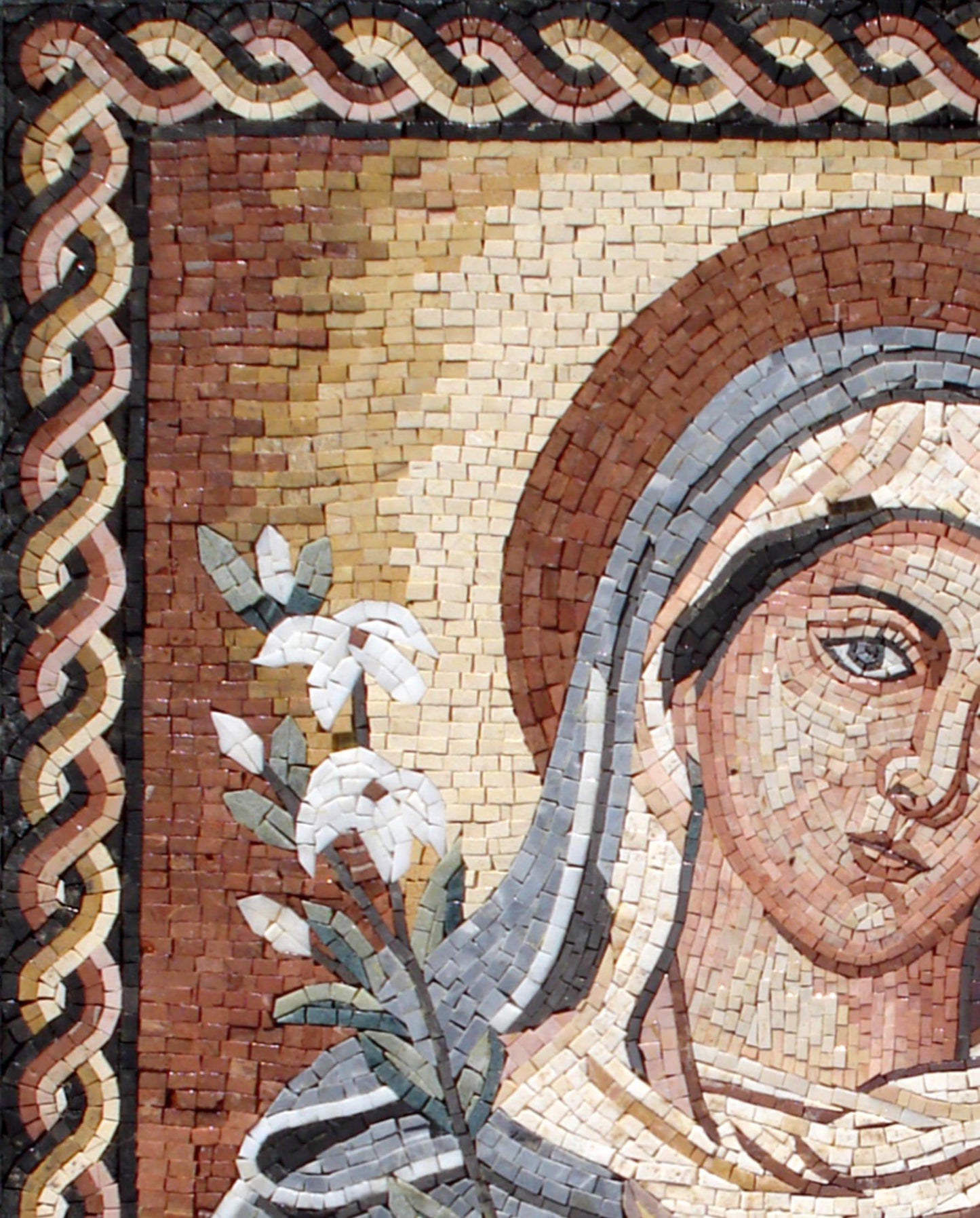 28"x40" Renaissance-Inspired Portrait of Mary Mosaic , Religious Christian Decor, Customization available