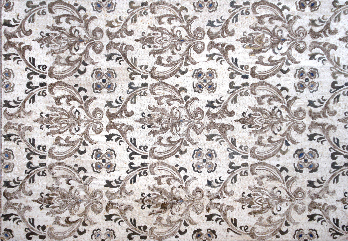 Handmade Marble Mosaic Tile Rug: Floral Art, Home Decor (92” x 64”)