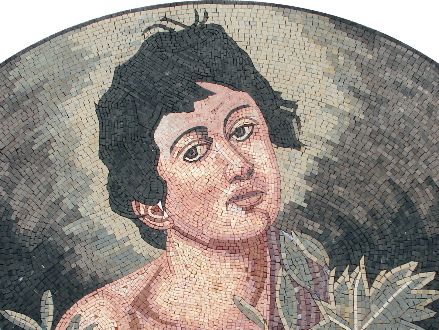 Handmade Caravaggio Mosaic Tile Art: Boy with Basket of Flowers