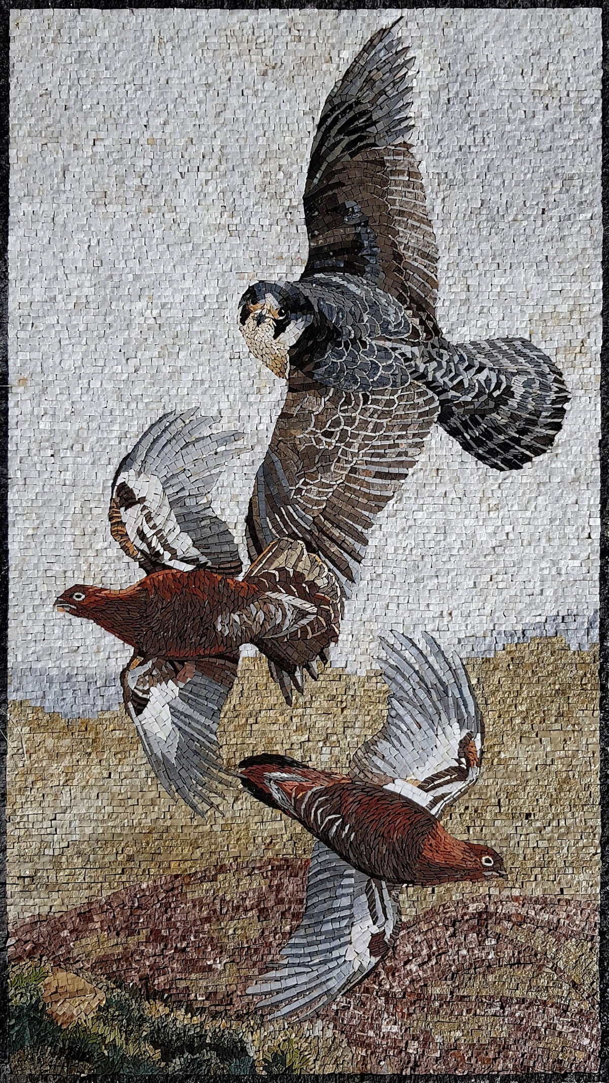 Handmade Eagle Mosaic Tile Art: Indoor/Outdoor Stone Wall Decor