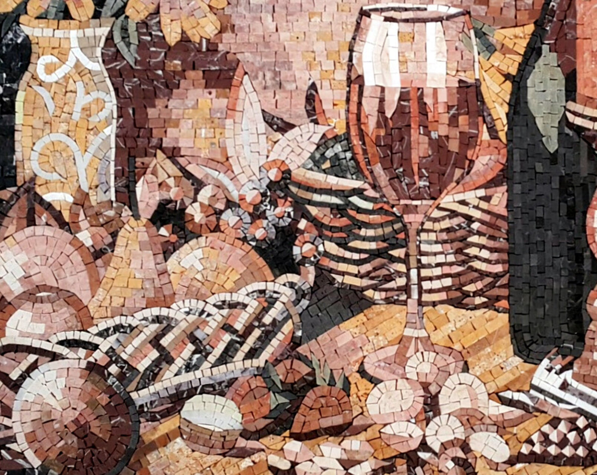 STIL LIFE MOSAIC| Fruit Basket, Candlelit, Sunflower Mosaic Backsplash For Kitchen Wall Décor | Fruits Backsplash For Tabletop
