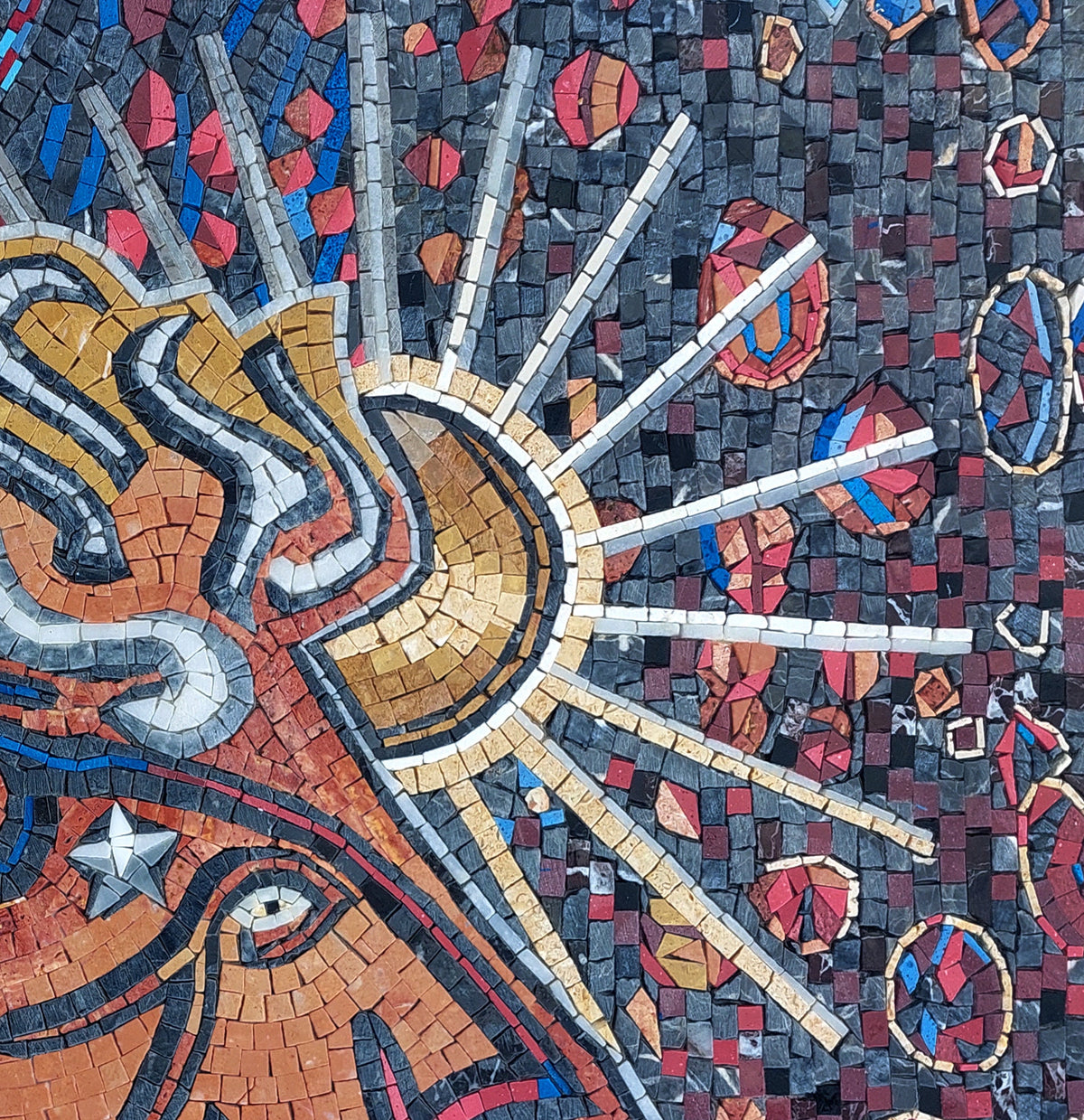 Handmade Leo Zodiac Mosaic Tile Art: Marble Stone Wall Decor (30x30")