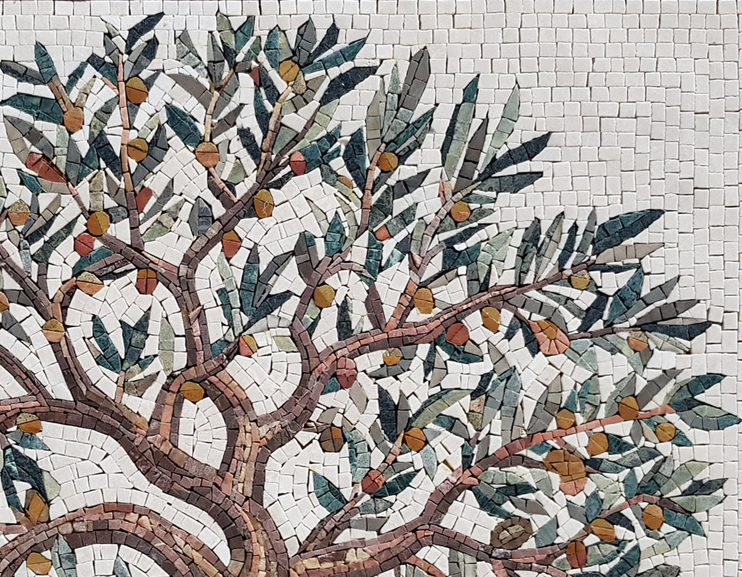 24” x 18" Olive Tree Backsplash Marble Mosaic – Handcrafted Kitchen Wall Art - Customization Available
