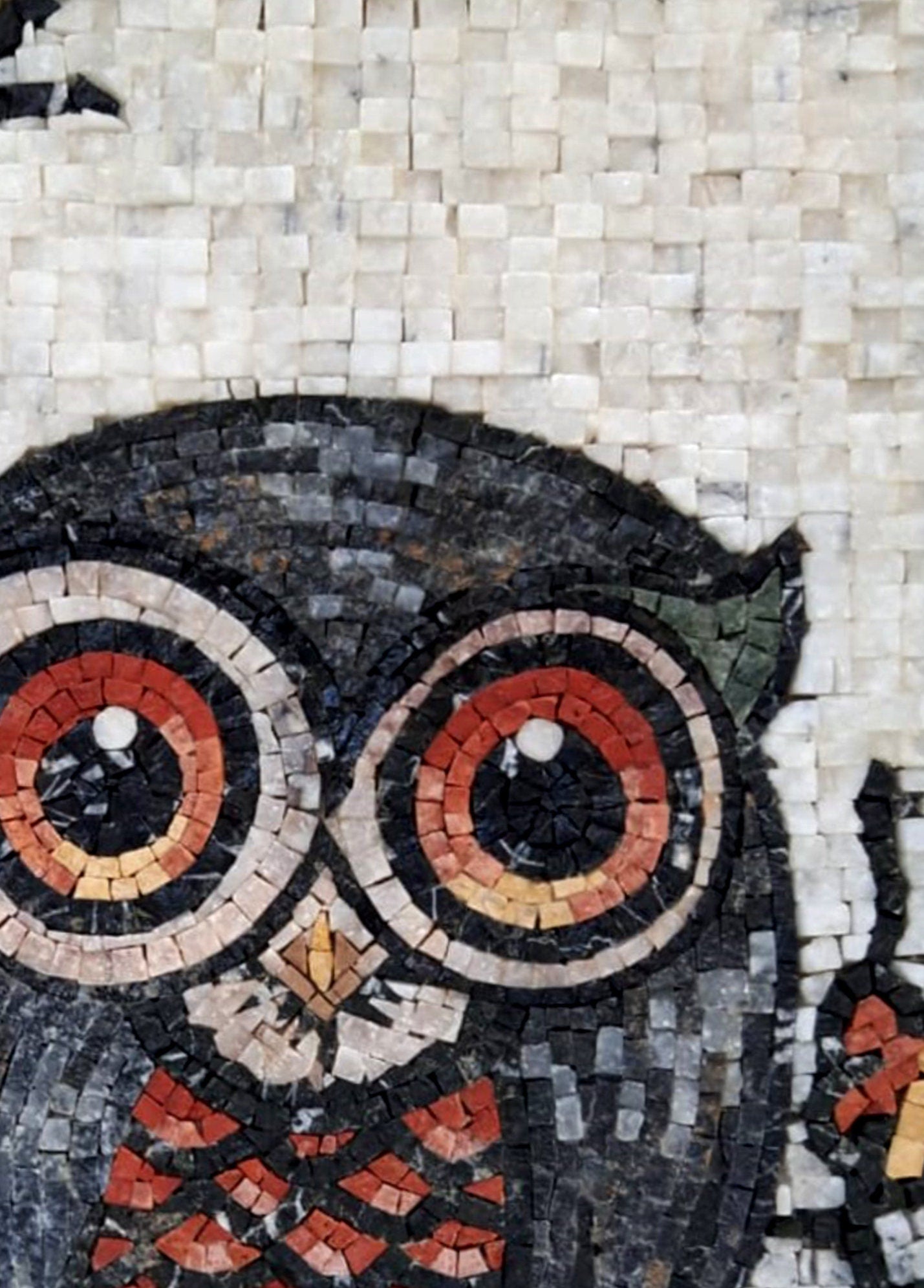 Handmade Owl Mosaic: Marble Wall Art Tile Backsplash