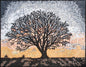Handmade Marble Mosaic Tile: Tree Landscape Wall Art (40” x 32")