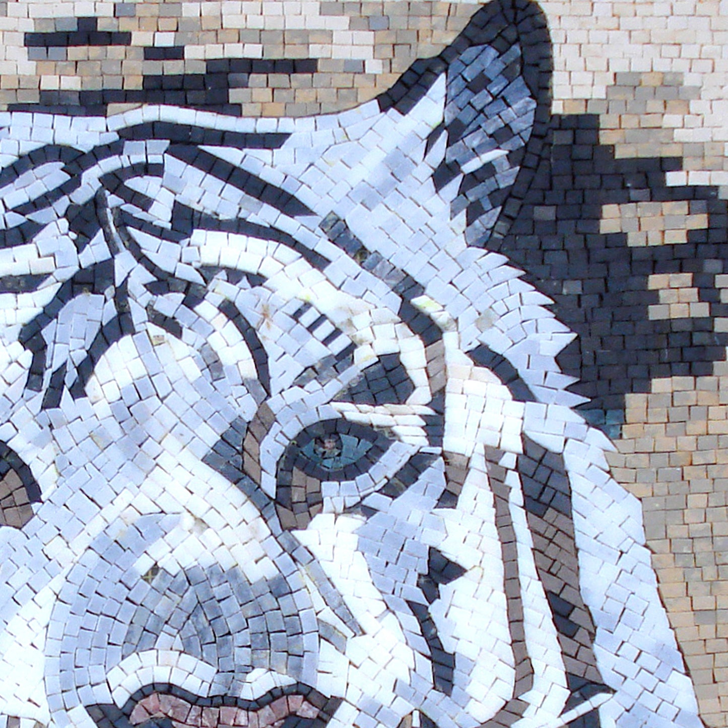 Handmade White Tiger Mosaic: Marble Stone Wall Art (40x40)