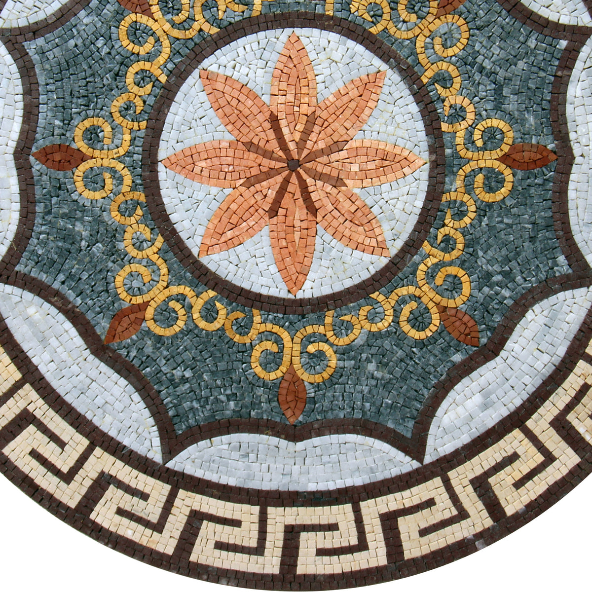 Vibrant Fusion - Eclectic and Multicolored Mixed Pattern Mosaic Medallion