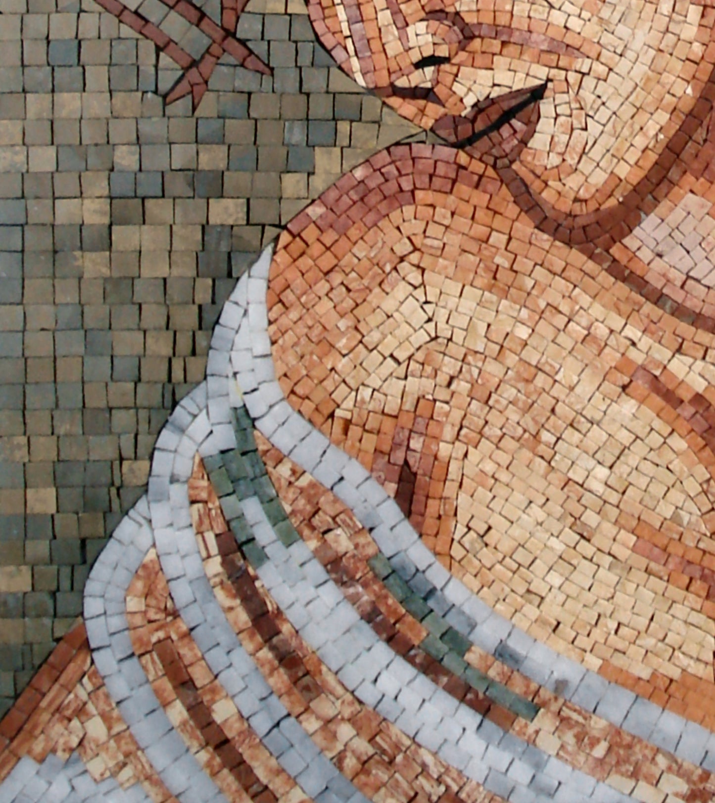 Handmade Marble Mosaic Tile: Elegant Woman Portrait Mural