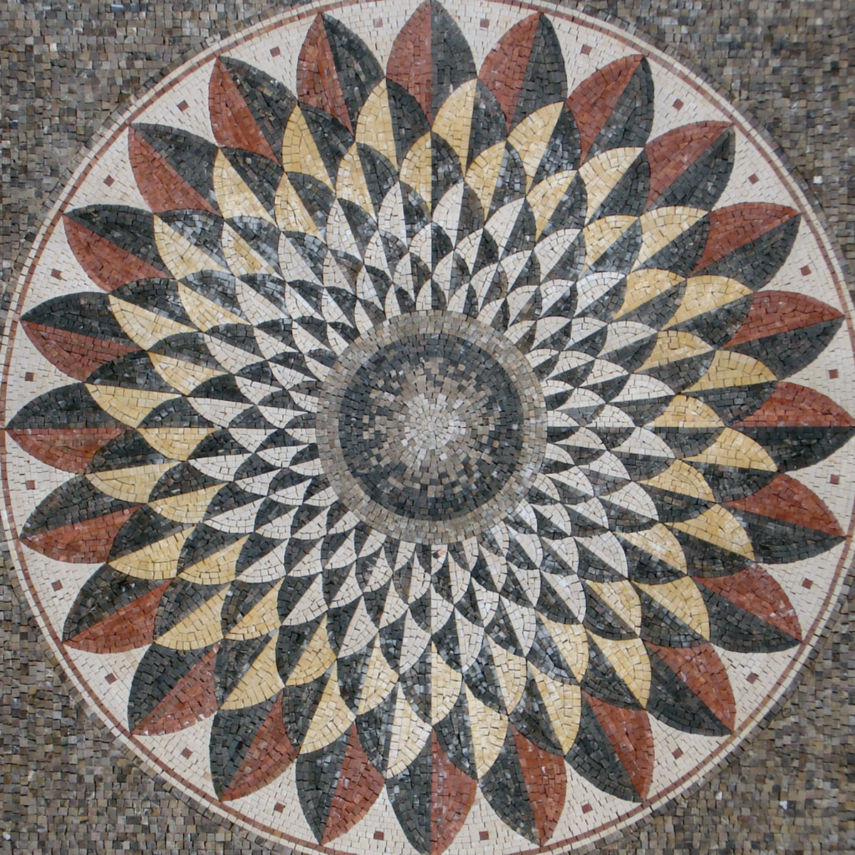Floral Marble Mosaic Tile: Handmade Inlay Artwork (40x40)