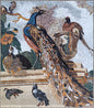 Handmade Bird Mosaic Tile: Peacock & Botanical Garden Wall Art (48” x 42”)