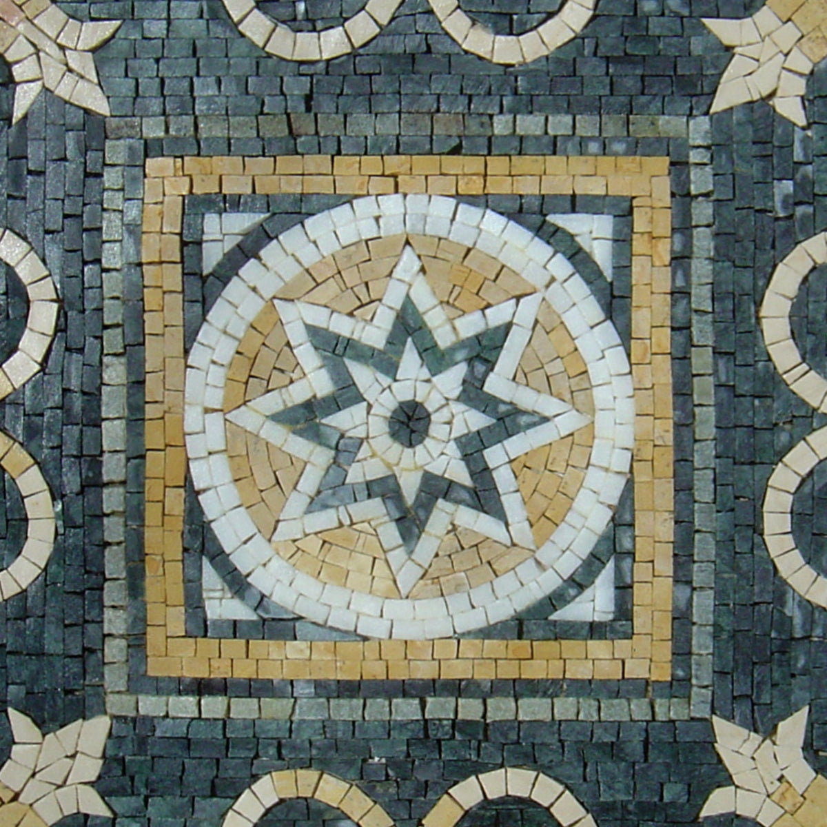 Handmade Floral Marble Mosaic Tile Backsplash - 24” Square