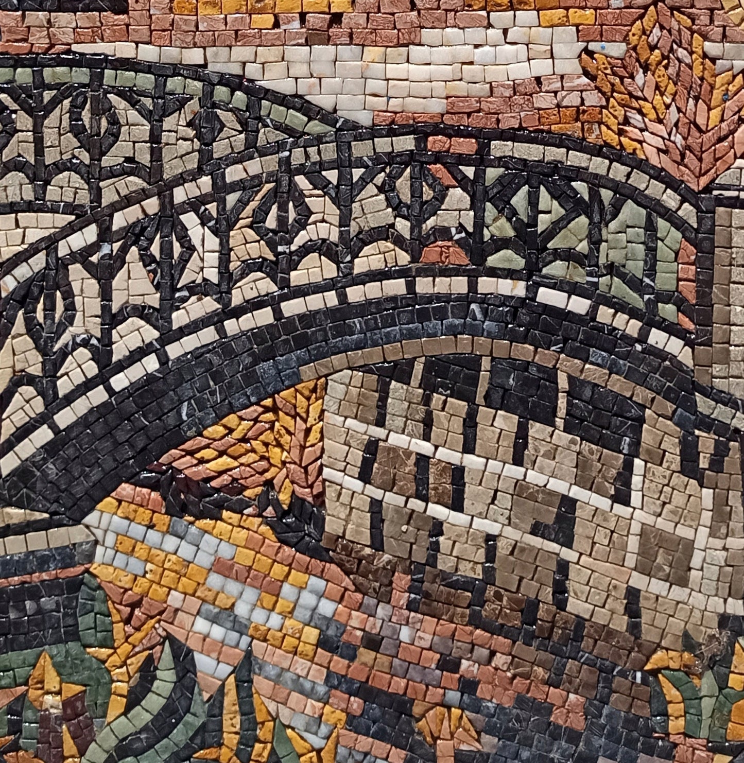 Handmade Marble Mosaic Mural: Bridge Botanical View (40” x 28”)