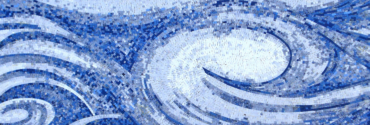 OCEAN MOSAIC TILES | Sea View Blue Waves Artwork Tiles For Living Room Walls | Tiles For Interior Outdoor Entry Walls And House Warming