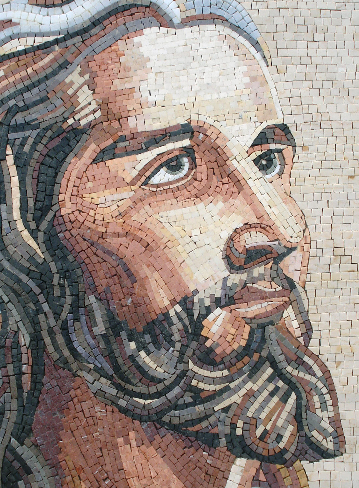 Handmade Jesus Mosaic: Marble Tile Wall Art, Christian Decor (24"x36")