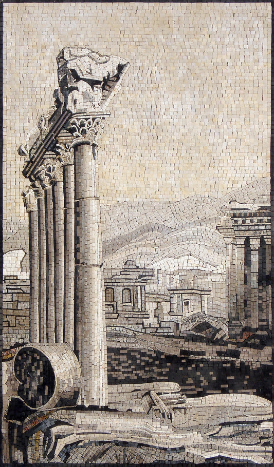 LS010 Palmyra Ruins, Syria, Columns Mosaic Art