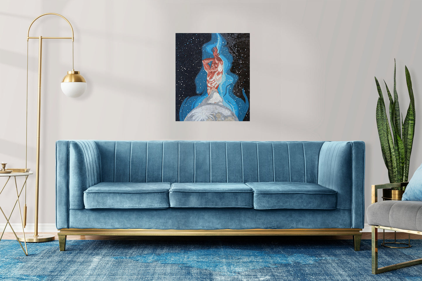 Virgo Zodiac Mosaic Tile Art: Handmade Marble Stone (30" x 25")