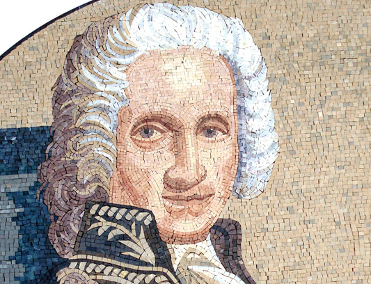 Handmade Marble Mosaic Mural: Old Rich Judge Portrait, Interior/Outdoor Decor (52” x 32”)