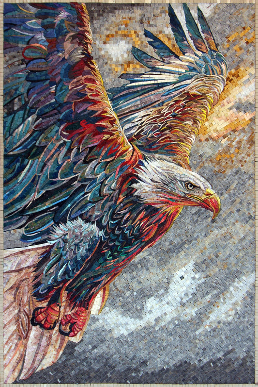 46"x32" Eagle Mosaic Wall Art –  Majestic Bird Design, Wildlife Home Decor, Customization available