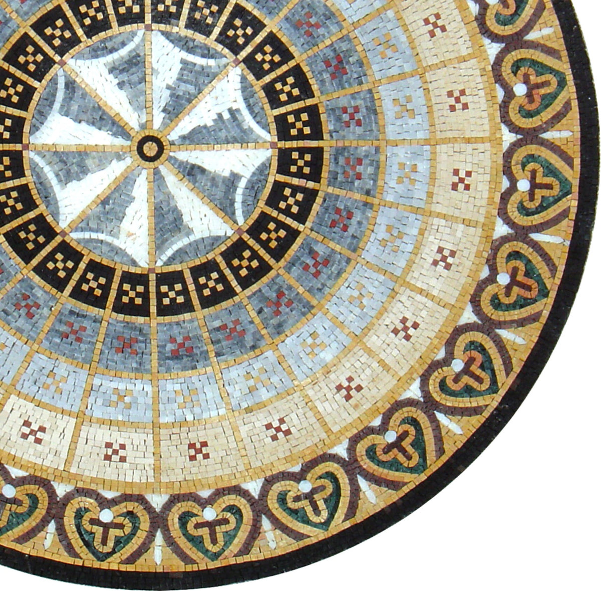 36" Handmade Pattern Mosaic Medallion: Artful Tile Décor in Natural Marble Craftsmanship - Customization available