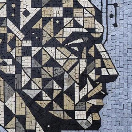 Robot Head Mosaic Wall Art – Custom Mechanical Sci-Fi Marble Tile Décor- Customization Available